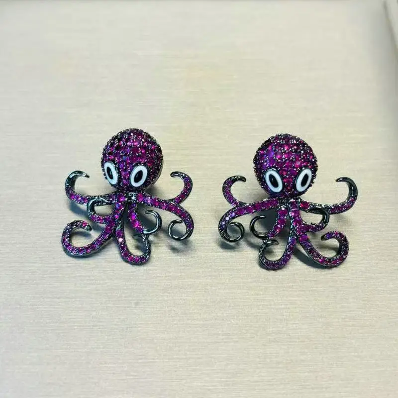 Bilincolor Fashion Cute Royal Blue Octopus Earring for Women