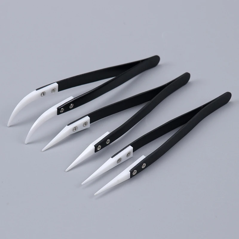 

Anti-Static Ceramic Tweezers Stainless Steel Electronic Cigarette Industrial Ceramic Tweezers Insulated Straight Curved Tip