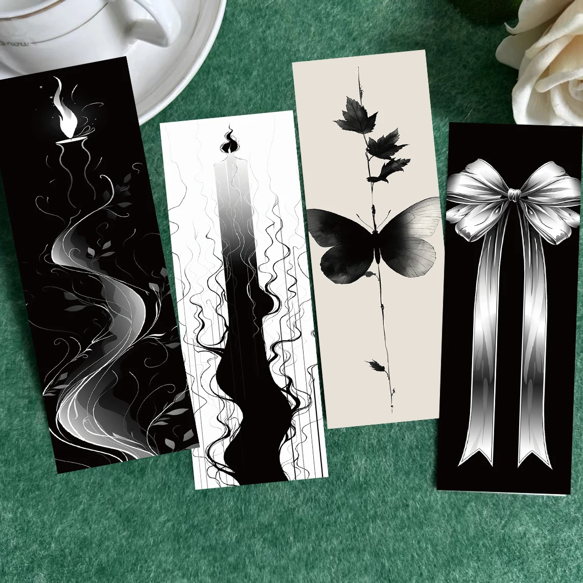 30pcs Minimalist Line Bookmarks Black And white Reading Book Tags DIY Page Tags Gift Decoration Cards Student Message Cards