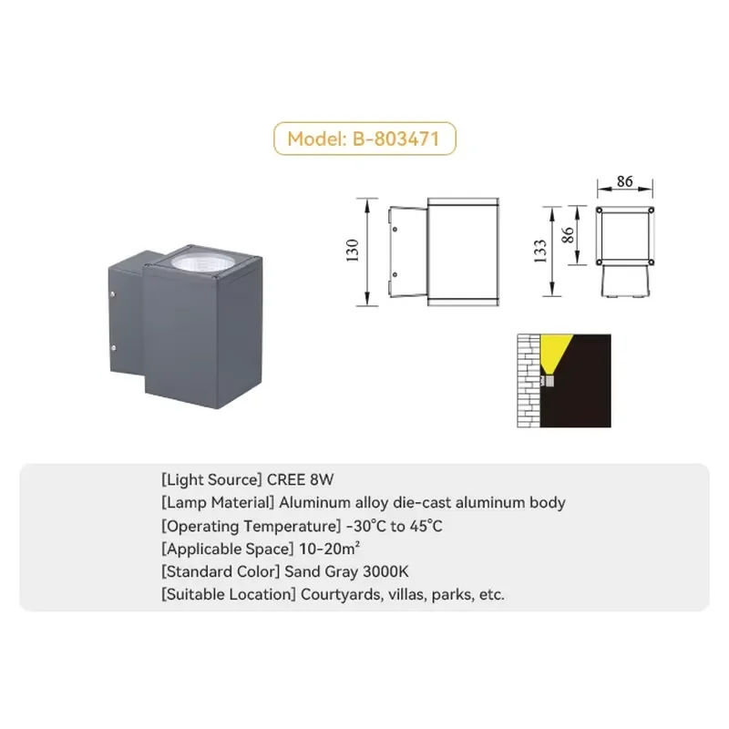 Outdoor Wall Light Custom China Manufacturer Wall LED Lamps External Premium Wall Down Lights for Garden Park