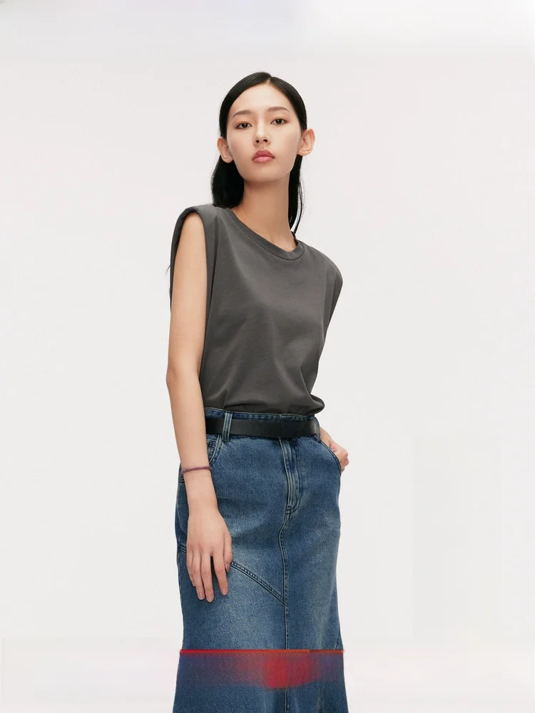 

Migaino Pure Cotton Svel round Ne T-irt Women's Summer New Sle Oversize Commute Sle Retro Vintage MO22RA024