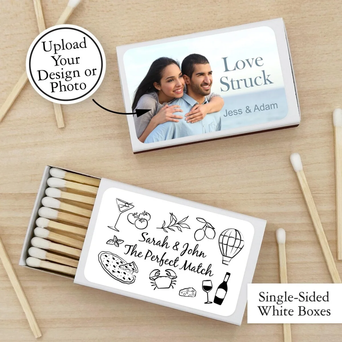 

Custom Wedding Matches Box, Personalized Matchboxes, Champagne with Bow Match| Custom Wedding Favors, Custom Matches