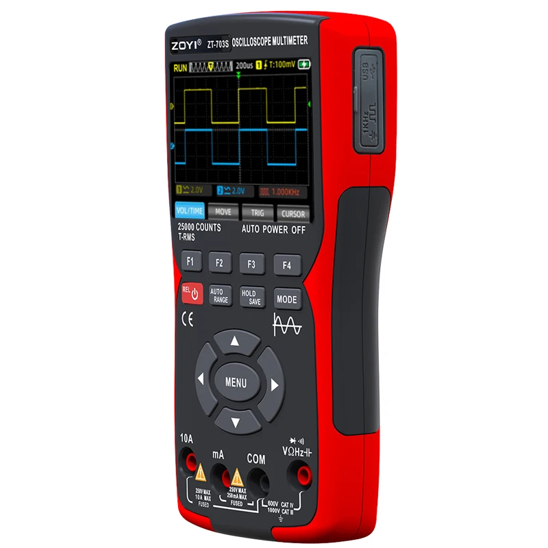 ZT-703S 3 In1 Digitale Oscilloscoop Multimeter 50 MHz Bandbreedte Golfvorm Gegevensopslag signaalgenerator