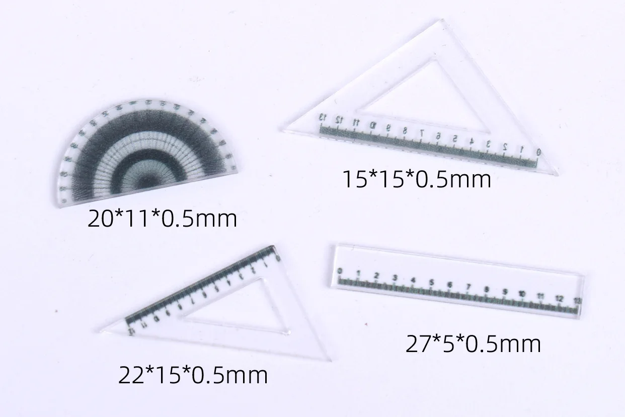 Dollhouse Plasitc Ruler Triangle Protractor Set Mini Miniature Simulation School Model Learning Supplies Landscape Accessories view 2