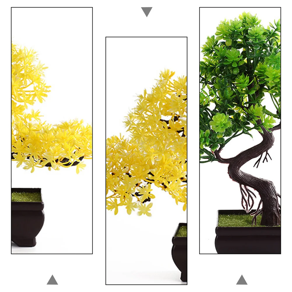 

2Pcs Simulated Pine Bonsai Decor Premium Artificial Plant for Home Office Desktop Lightweight Realistic Plastic Potted Greenery
