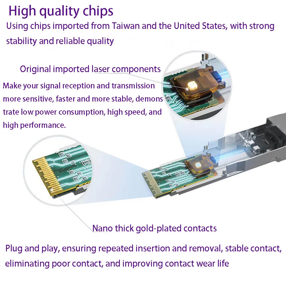 وحدة بصرية 1.25G SFP، وحدة ألياف SC أحادية الوضع أحادية الوضع جيجابت مناسبة لـ Cisco H3C، Ruijie HP إلخ