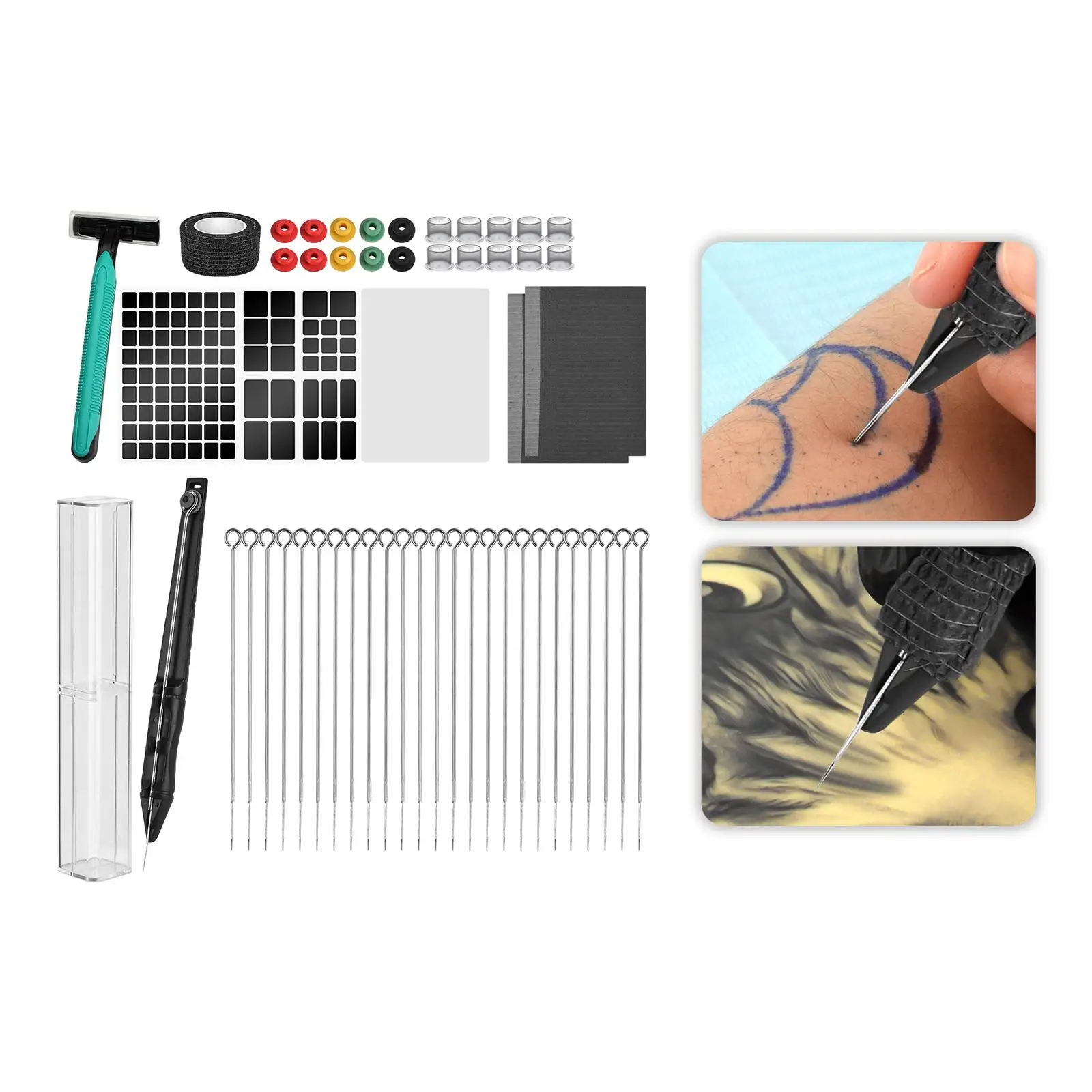 3D Hand Needle Set para Iniciantes Prática, Hand Poke Stick Kit, DIY