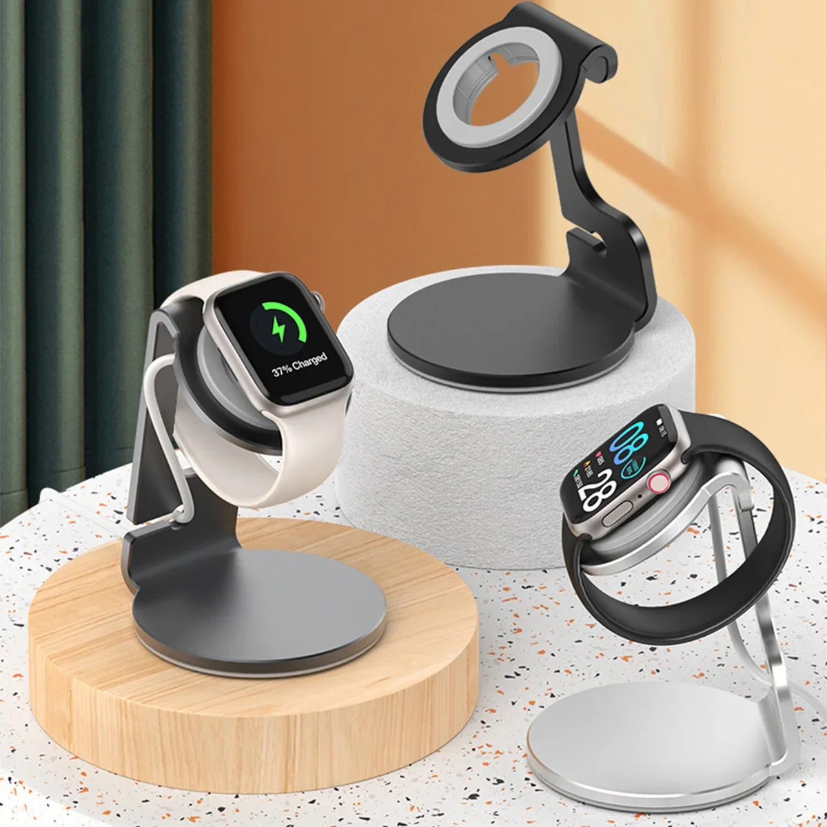 Aluminum Bracket Charger Dock Station Charging Holder for Apple Watch Stand Serie Ultra 1 23， 11 10  9 8 Ultra 7 6 5 SE 4 3 2