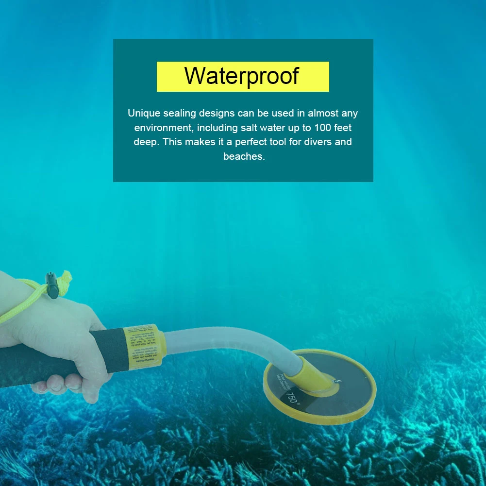 أداة الكشف عن المعادن PI750 كاشف المعادن تحت الماء يده 100 قدم مقاوم للماء نبض التعريفي للكشف عن المعادن كشف المعادن