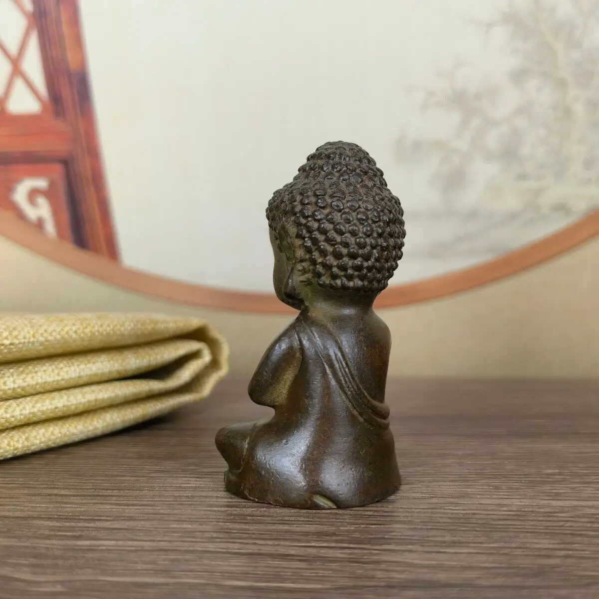 Blessing Chinese bronze cast buddha statue netsuke collectable table decor gift - Image 6
