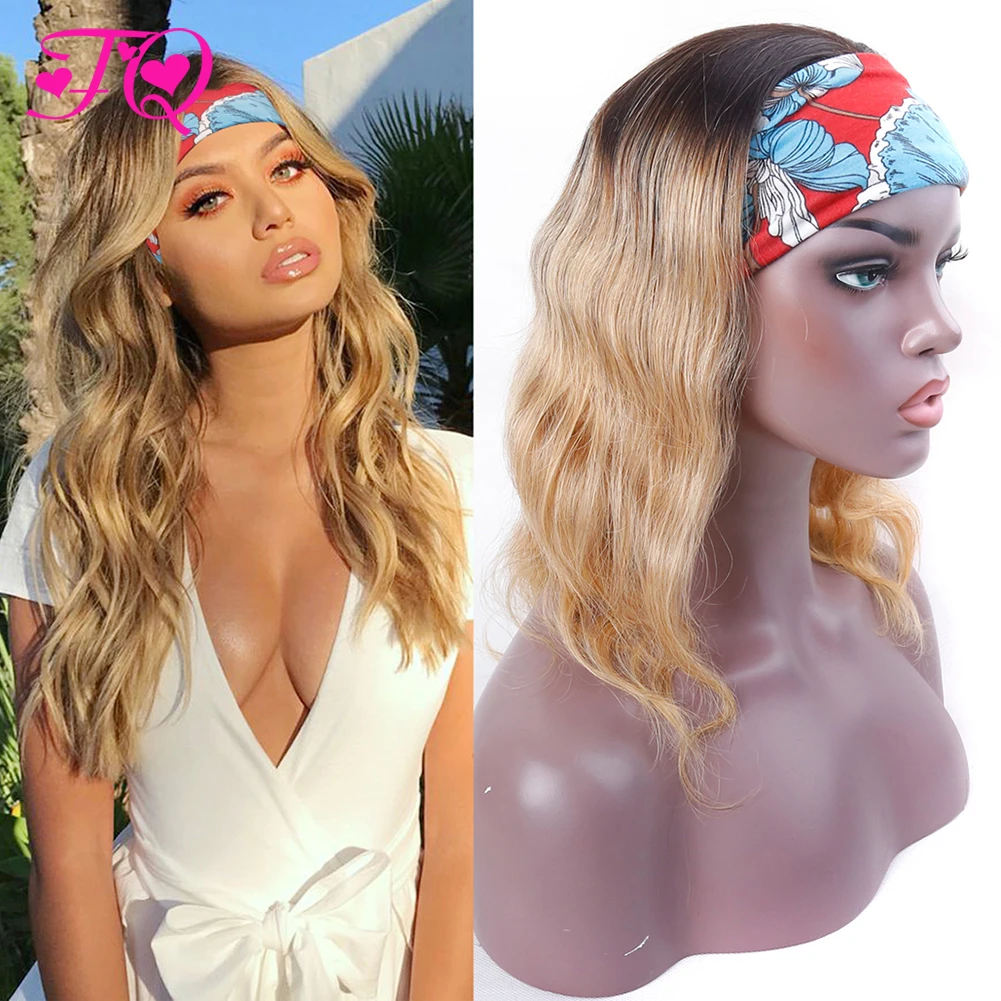 

1B/27 Blonde Human Hair Wigs Body Wave Headband Wig Highlight Ombre Strawberry Blonde Wig 2 T Dark Roots Brazilian Headband Wigs