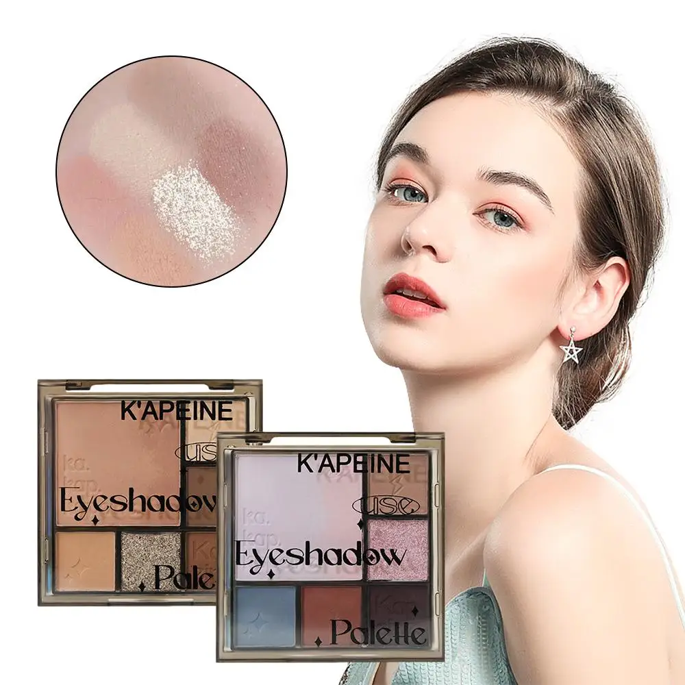 6 Colors Glitter Eyeshadow Palette Multifunctional Highlight Eye Bronzer Shadows Palette Makeup Eye Shadow Blusher Powder G5K3