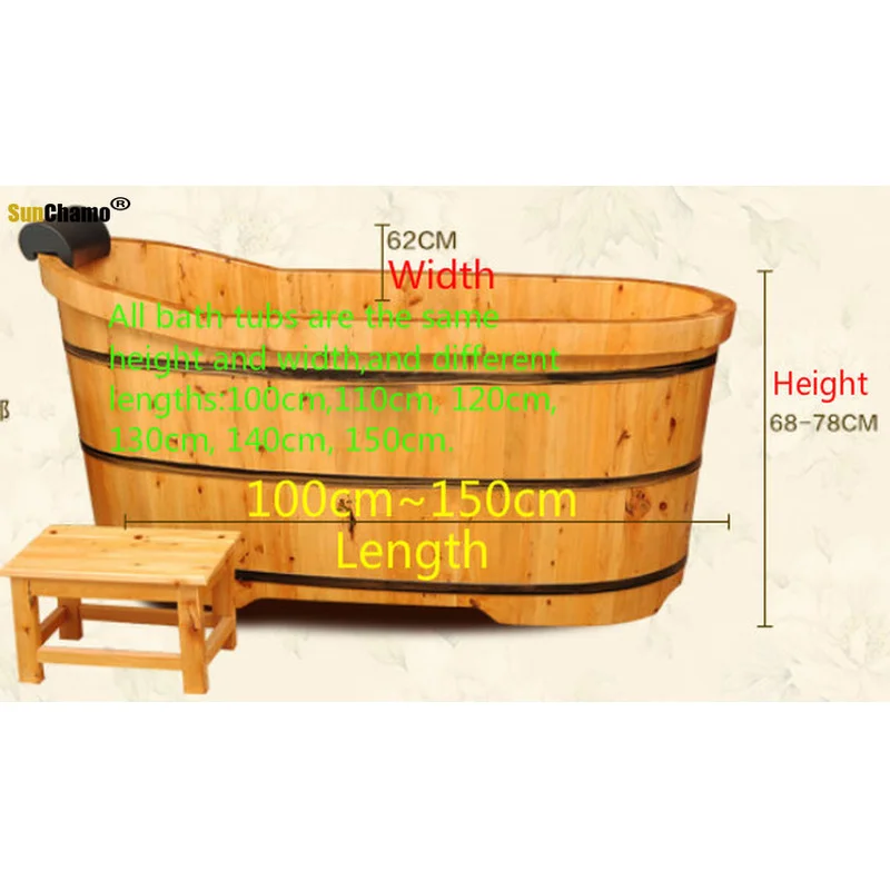 High Quality Cedar Barrel Bath Tub For Adults Wood Swimming Pool Safety Security Seat Support Household Bathtub