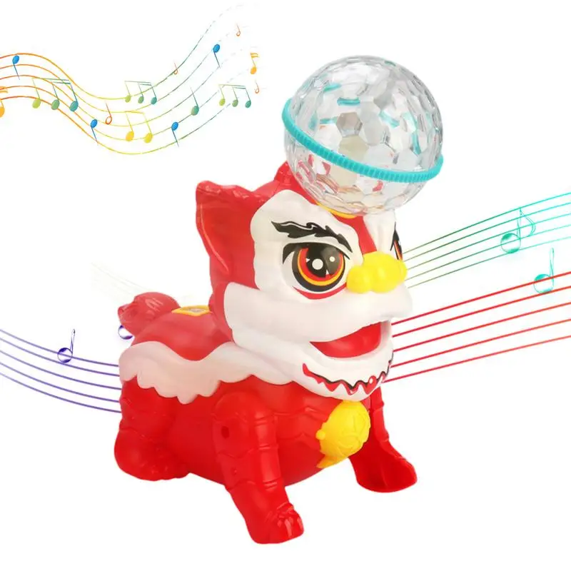 Electric Lion Dance Toy Light Up Dancing Toys Rotating Electric Toys Learning Toys With Music Moving Interactive Kids Toy For Bo