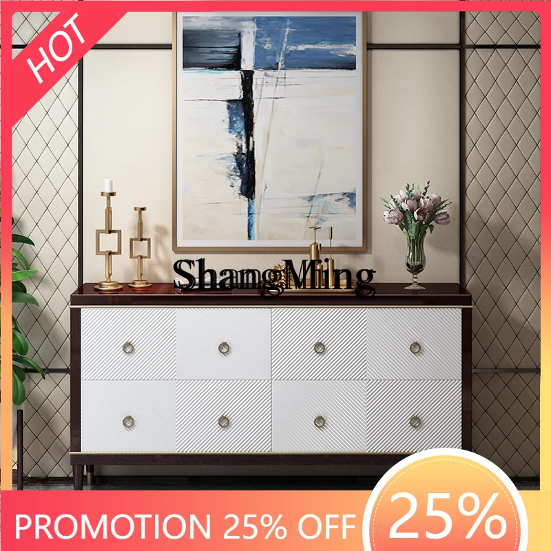 

FG light luxury solid wood chest living room entrance decorative storage simple modern chest bedroom storage