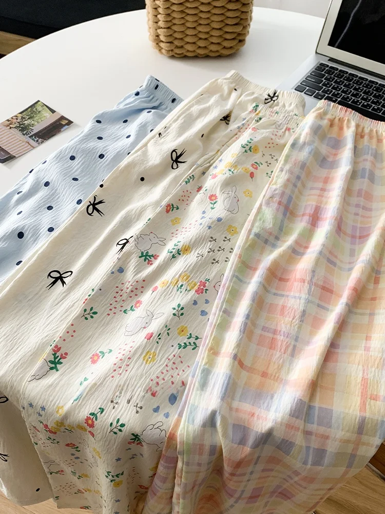 

Cotton Silk Spwear Women's Garden Rabbit Home Pants Long Trousers Walking Pants Large Size Summer Spring Autumn Winter