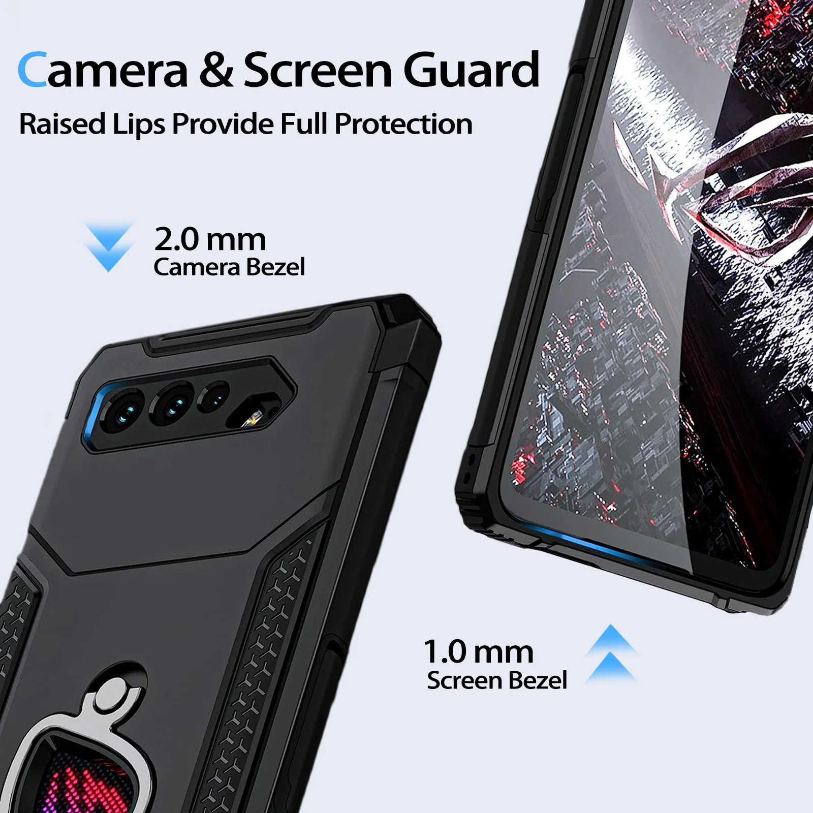 حافظة هاتف ROG 5 مقاومة للصدمات ASUS ROG 5/Pro/غطاء هاتف ألعاب فائق السرعة حماية من السقوط العسكرية من الكمبيوتر الصلب ممتص للصدمات من مادة البولي يوريثان الناعمة