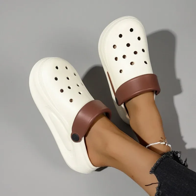 

Women's Sandals 2025 Summer New Female Shoes EVA Closed Toe Concise Casual Slippers Women Hollow Platform Slip on Sandals Ladies