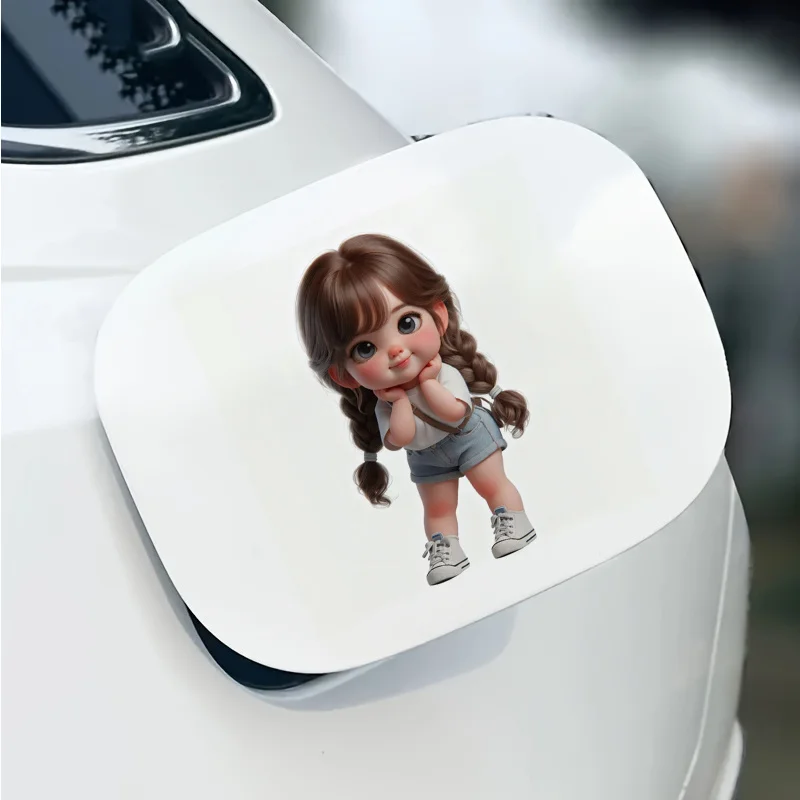 Cute Braided Little Girl Vinyl Sticker Waterproof Decal for Car Laptop Water Bottle Phone Motorcycle Window Wall Cup Decor