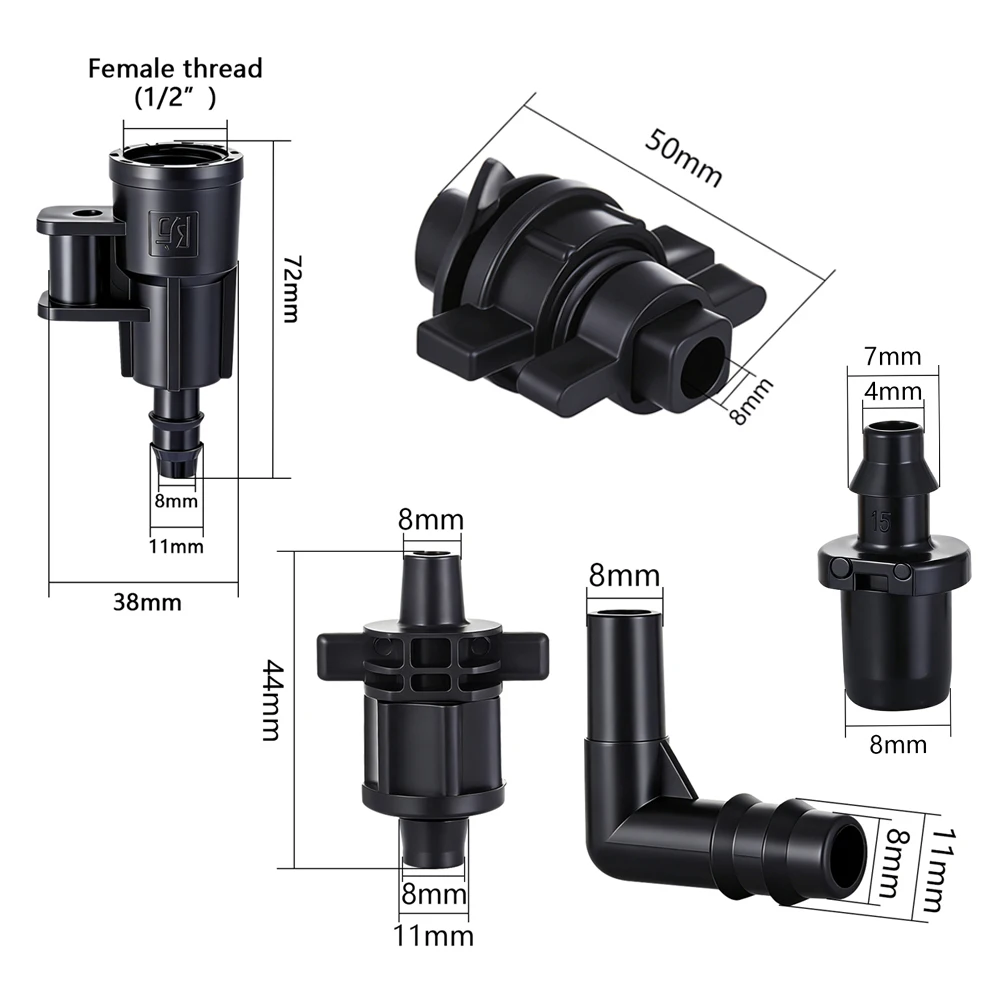 4/7mm 8/11mm Hose Connector Fittings Connecting to 1/2
