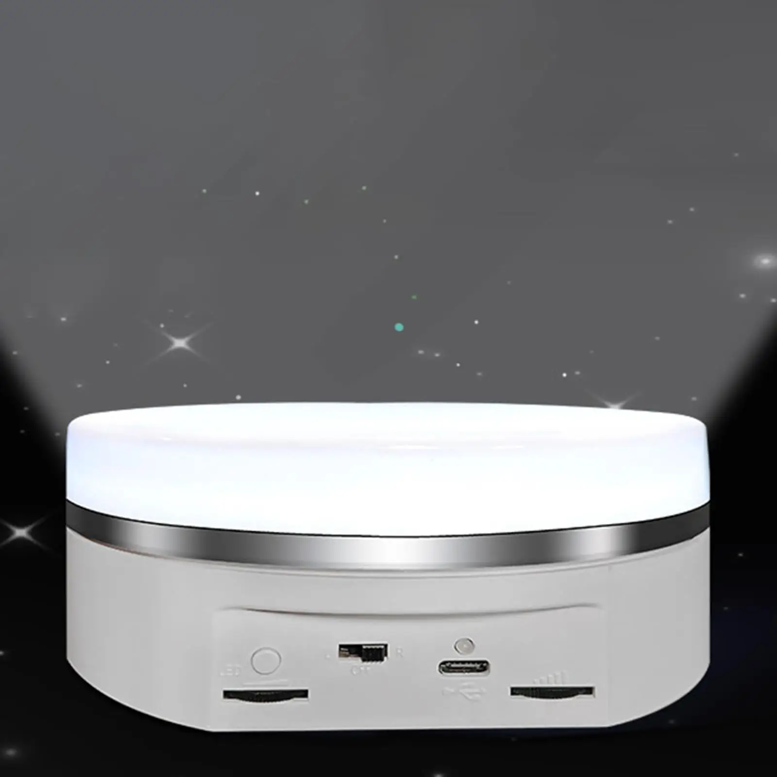 슈퍼스토어 턴테이블용 전기 회전 디스플레이 스탠드, 다색 조명, 다목적, 속도 조절 가능, 원형, 6.3x2.5 인치