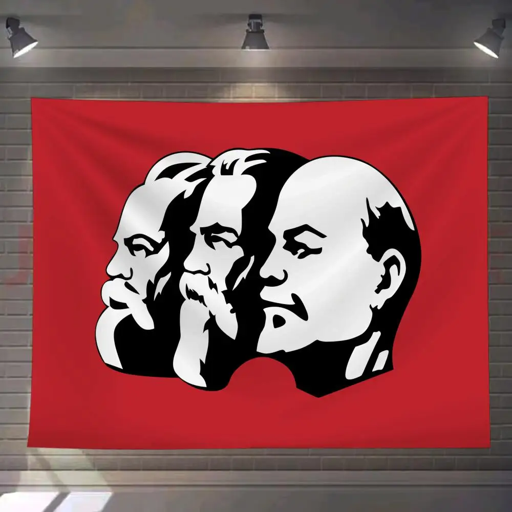 

Marx Engels Lenin Communism Tapestry Custom Living Bedroom Party Dormitory Interior Wall Bohemian Decoration Attached Clip