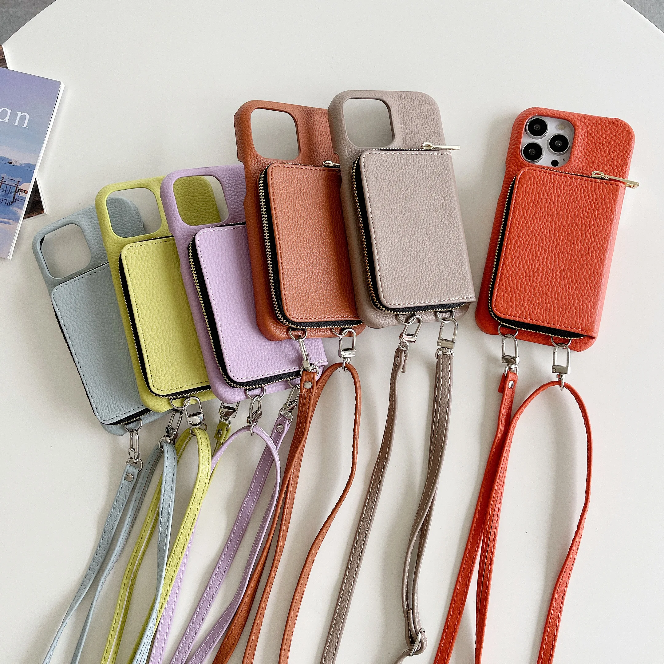 Wallet PU Leather Phone Case For iPhone 17 Air 16 E 15 14 13 12 Pro Max Plus Crossbody Shoulder Lanyard Card Holder Purse Cover