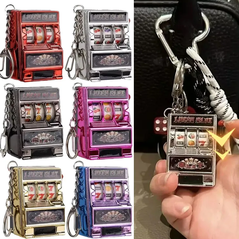 Mini Fruit Slot Arcade Birthday Lucky Jackpot Mini Keychains Gift Educational Retro Toy Coin Operated Games Gambling Machine