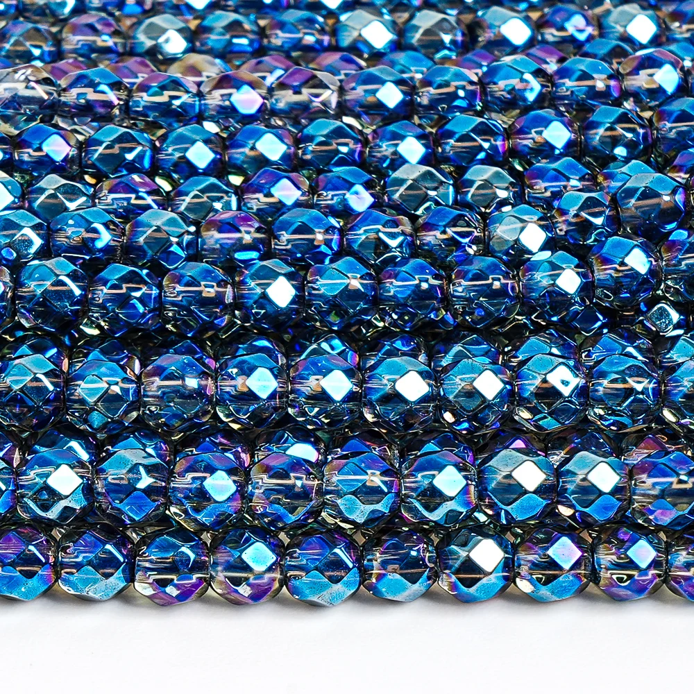 

4 мм синие гальванические хрустальные кварцевые круглые бусины, граненые радужные свободные бусины, сверкающие сапфировые бусины для изготовления ювелирных изделий
