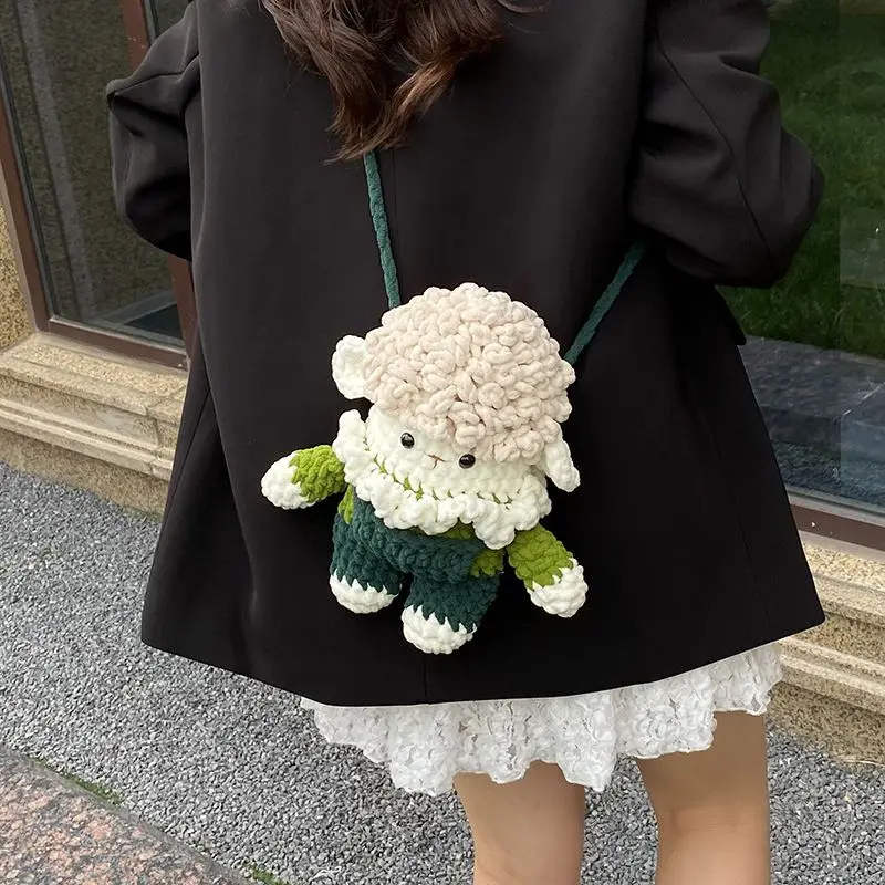 

JIAERDI милая вязаная сумка женская шерстяная тканая сумка ручной работы женская изысканная мультяшная сумка через плечо кошелек 2025