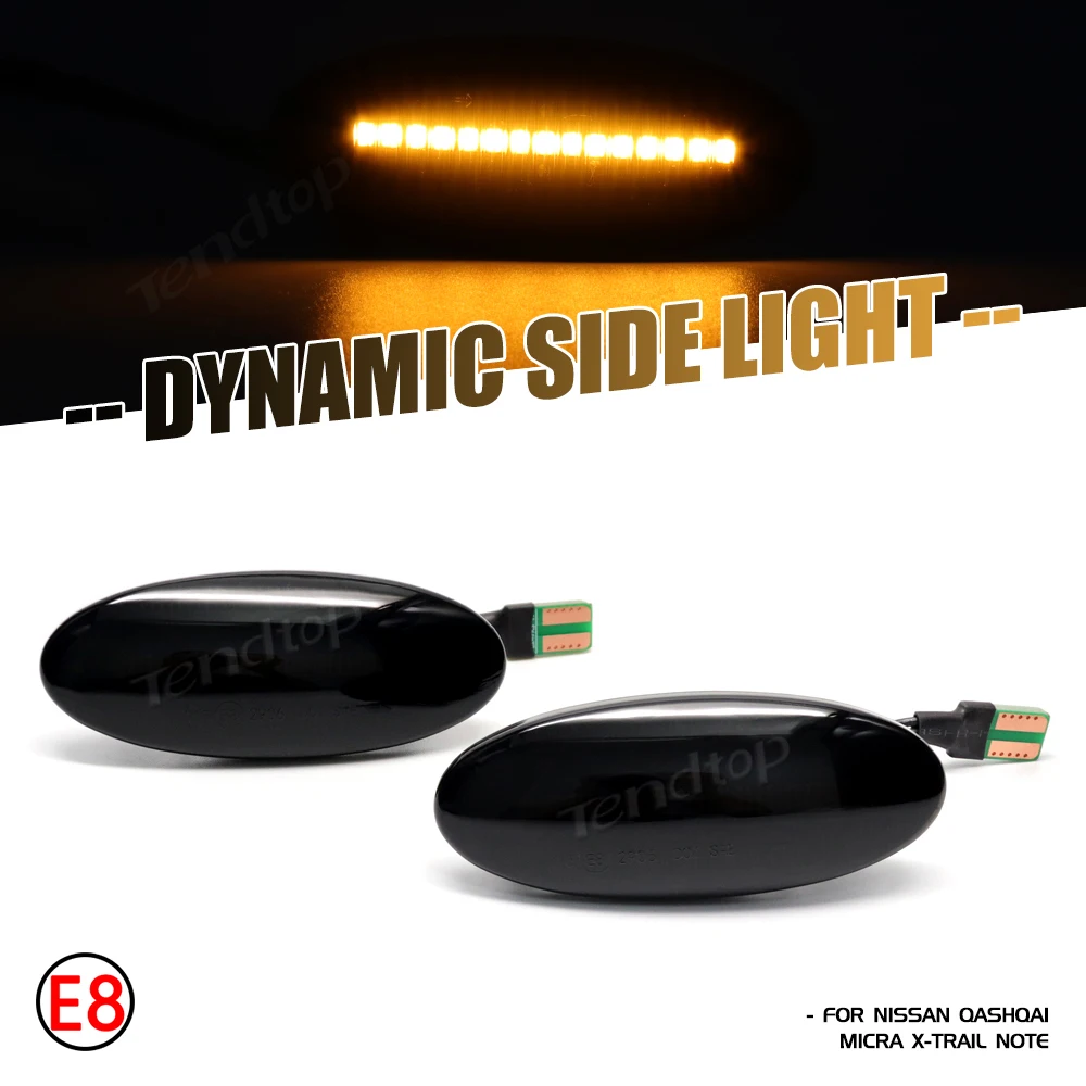 2X LED Flashing Dynamic Side Marker Mirror Lamp Turn Signal Light For Nissan Qashqai Dualis Juke Micra March Micra Note X-Trail