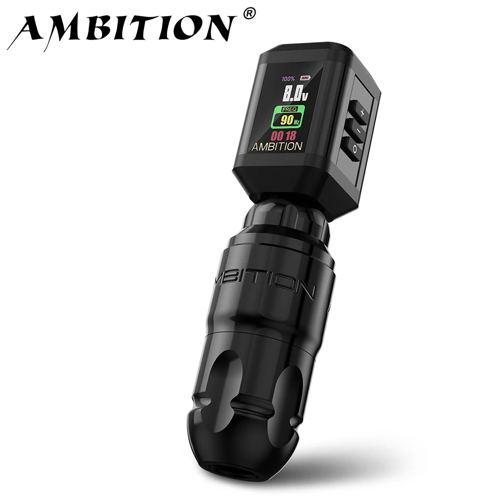 Ambition Lutin Design prosty pręt obrotowa maszynka do tatuażu długopis bezszczotkowy silnik skok 4.0 + 3.5mm mecz Korall bezprzewodowy zestaw baterii