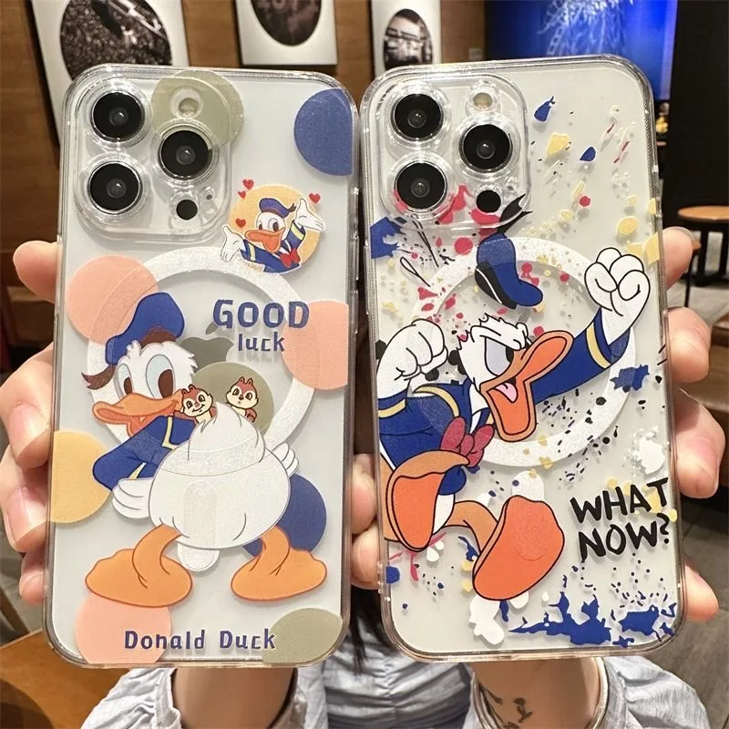 Cute Disneys Donald Duck Hot new Magsafe Magnetic Phone Case for Samsung Galaxy S24 S23 S22 S21 S20 FE Plus Ultra 5G Soft Clear