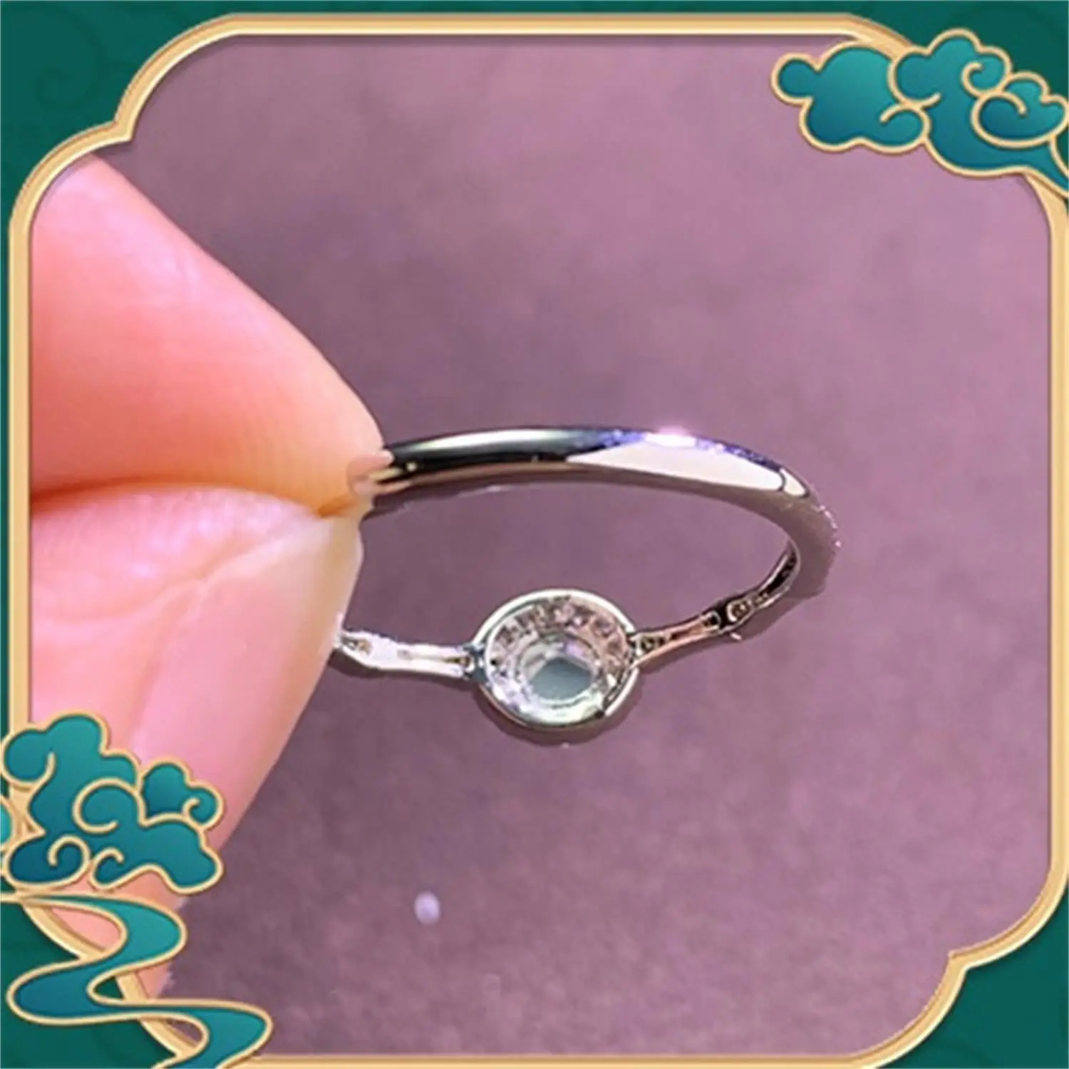 Genuine Type A Jadeite Ice Yang Green Bamboo Joint Ring K Gold Inlay Oval Egg Face Adjustable Men Women Chinese Style Lucky