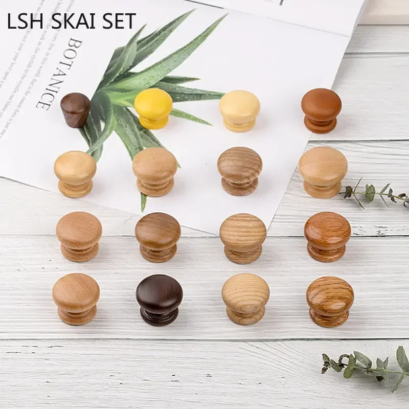 

1pc Solid Wood Single Hole Small Handle Nordic Kitchen Cabinet Handles Wardrobe Door Knob Mushroom Shape Desk Drawer Knobs