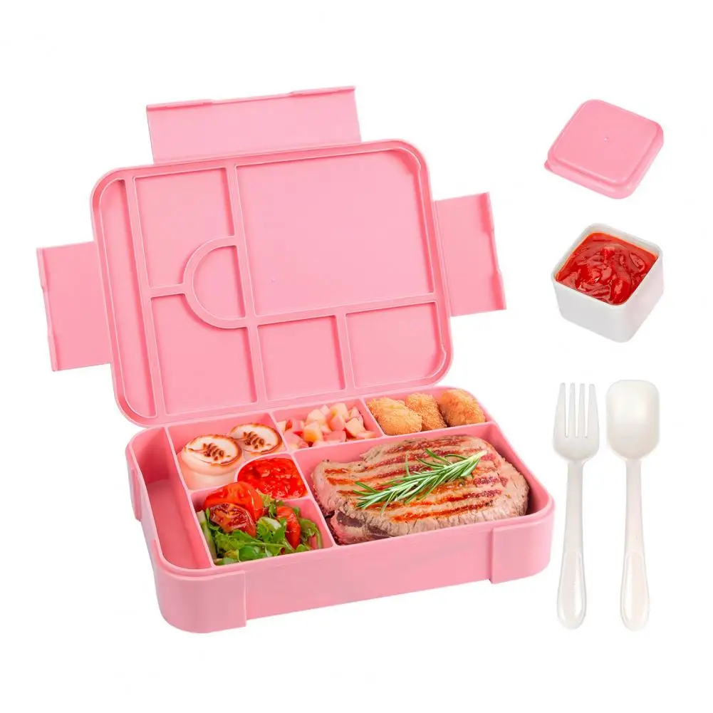 Bpa-free Lunch Box Leak Proof Bento Lunch Box Set with Utensils for Kids Adults 6-compartment Food Container for School Snacks