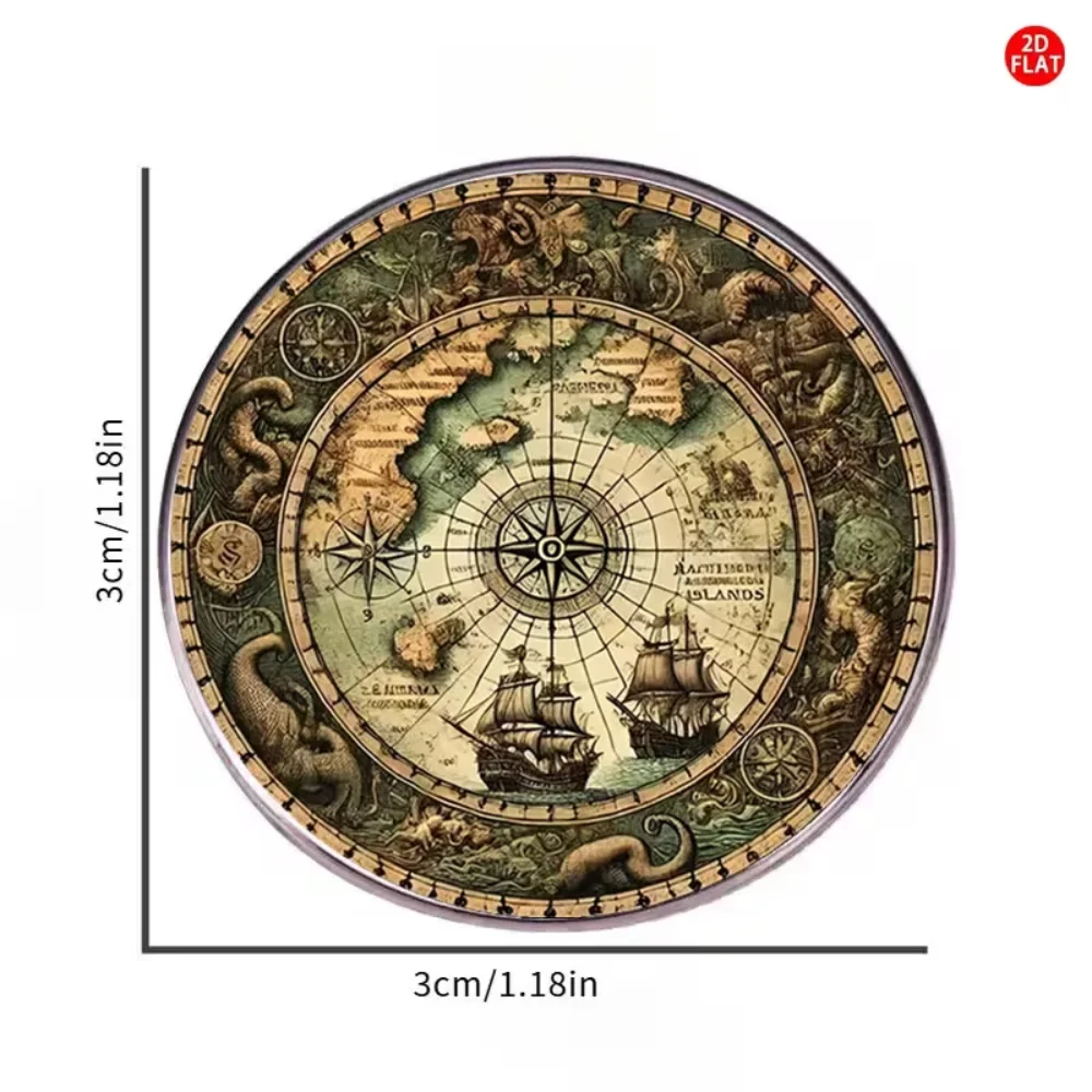 Deep Sea Exploration Navigation Map Compass Pin Stainless Steel Flat Dropper Pin Clothes Backpacks Pins Decorative Accessories