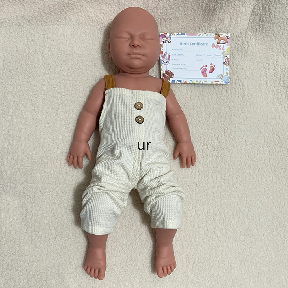 55cm Weighted Full Silicone Reborn Baby Girl Cuddly Lifelike Unpainted Solid Newborn Doll for Painter Collector Kids Toy Gifts
