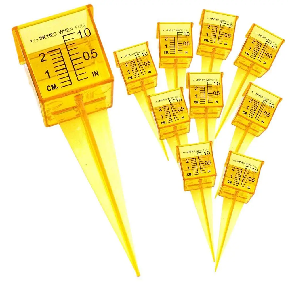 1/10PCS Mini Portable Sprinkler And Rain Gauge Wide Mouth Bright Yellow Measuring Tool