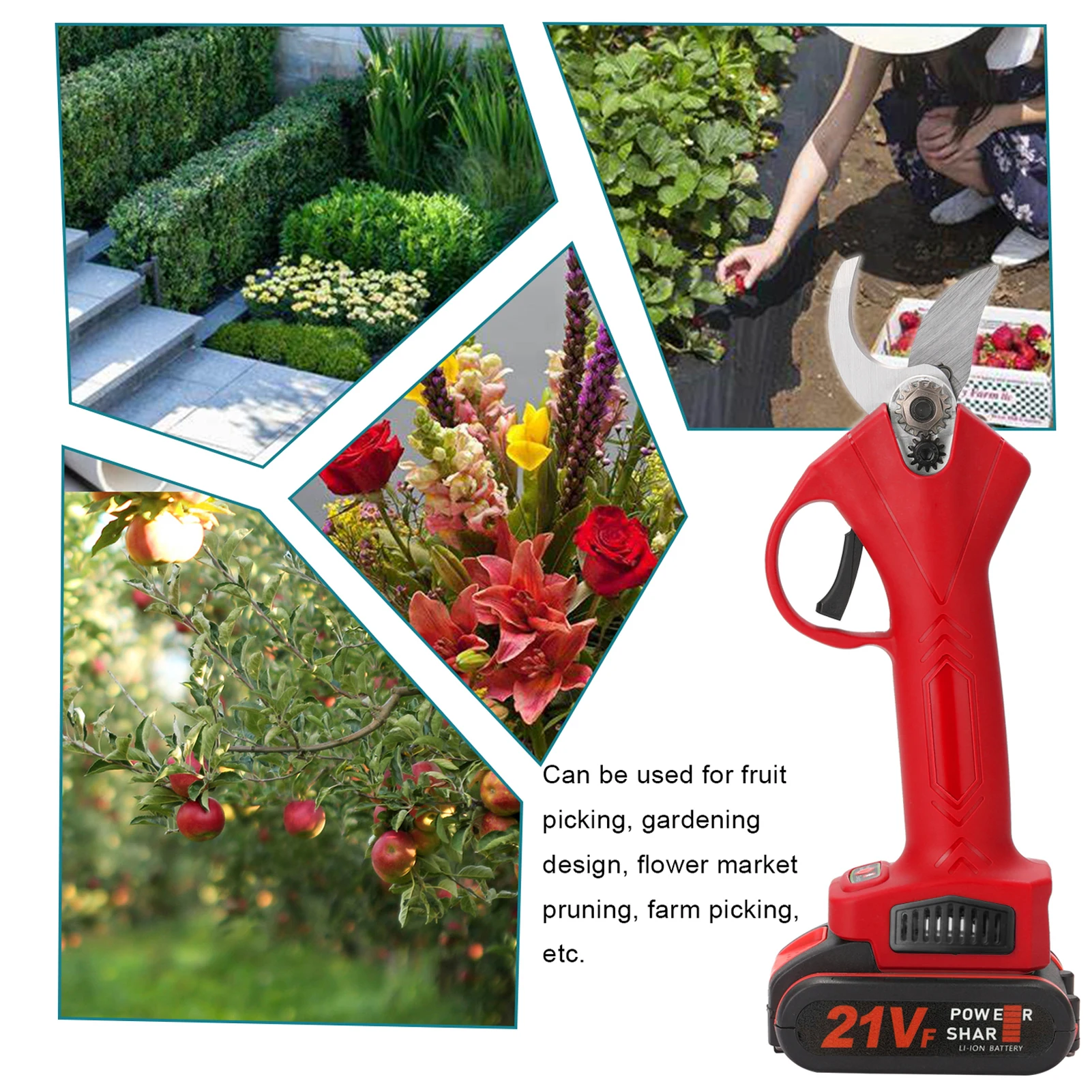 21V Cordless Electric Pruner Pruning Shear Efficient Fruit Tree Bonsai Pruning Branches Cutter Landscaping Tool