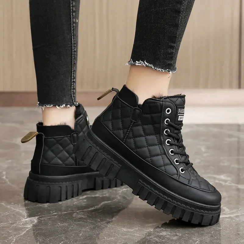 Winter Women\'s Boots Fashion High-top Casual Sneakers for Women Plush Warm Cotton Shoes Waterproof Platform Boots Zapatos Mujer