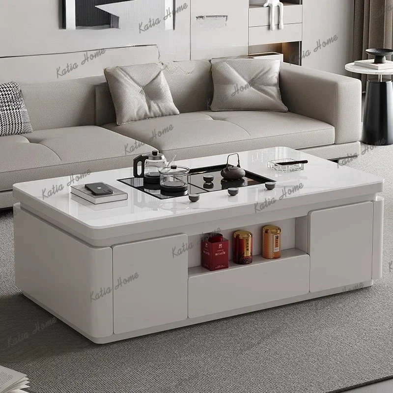 LSStorage Clear Aesthetic Nordic Space Saving Side Table Decoration Couchtisch Home Furniture Light Luxury Rock Slab Coffee Tabl