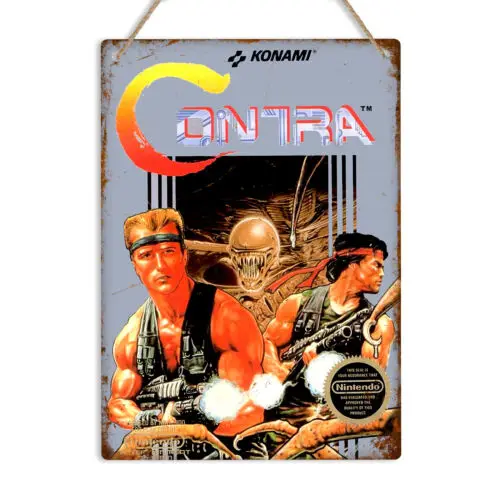 CONTRA Vintage Retro Metal Tin Wall Sign Plaque Art Arcade Gaming NES-Aluminum