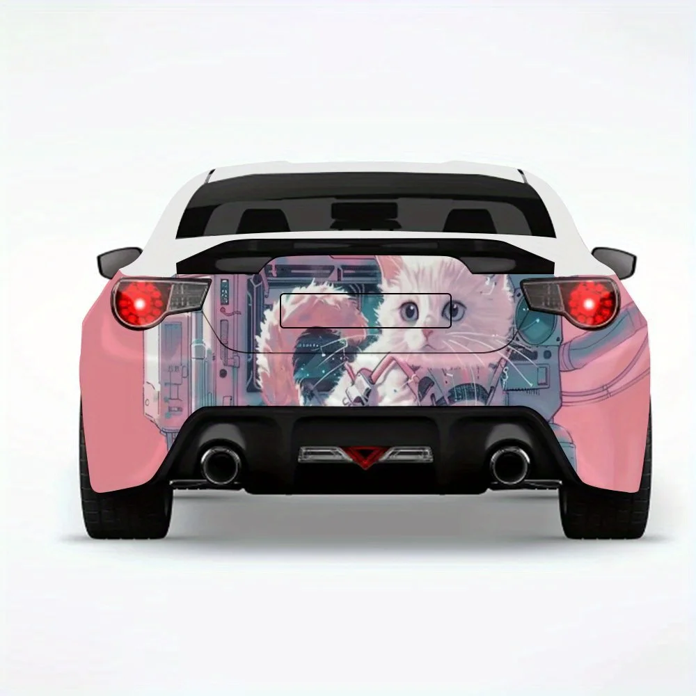 Cute Cat With Sci - Fi Gear Car StickerVinyl Decal for Car Rear, Waterproof Self-Adhesive Vinyl Stickers for Vehicle Tail & Bump