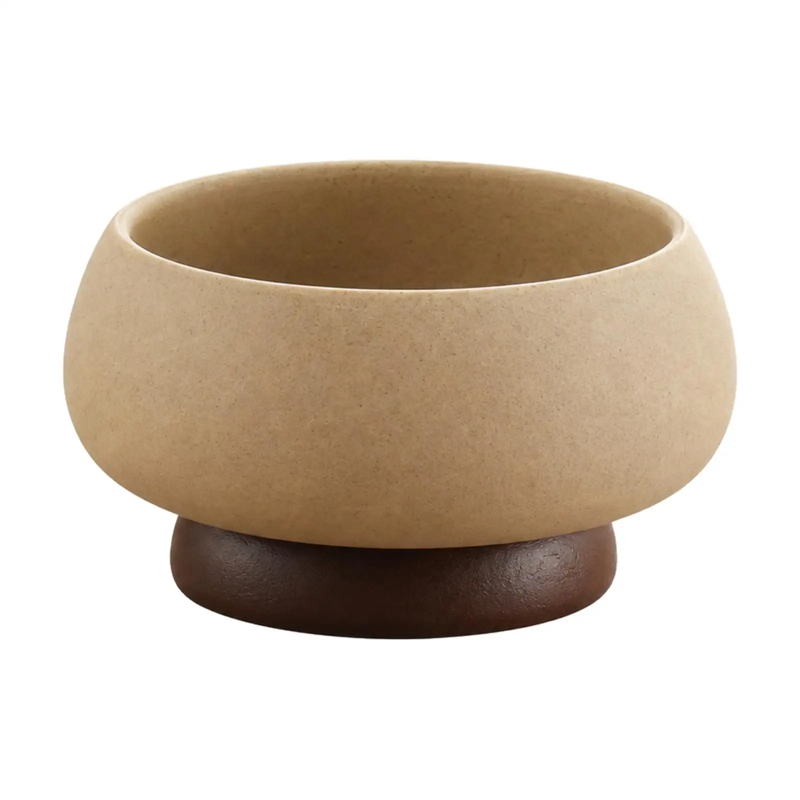 Ceramic Fruit Bowl with Wooden Base Matte Pedestal Fruit Bowl Versatile Decorative for Coffee Table, Entertaining