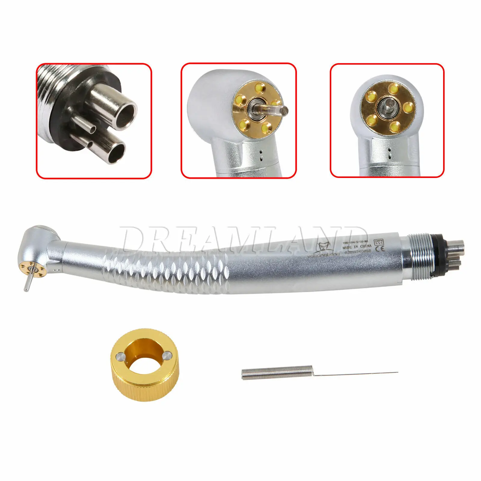 

5 Light LED E-Generator Dental High Speed Fiber Optic Push Button Handpiece 4Hole Kavo Style