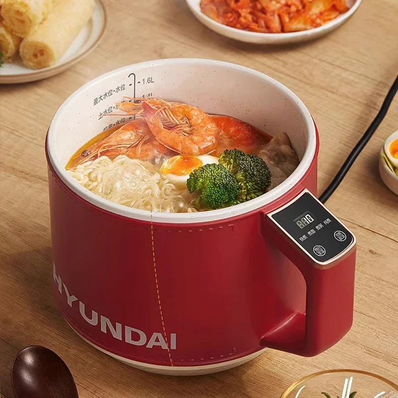 HYUNDAI Multifunktionsherd Haushalts-Elektroherd 1,8 l Antihaft-Mini-Elektro-Hot Pot Tragbarer Multikocher mit Dampfgarer