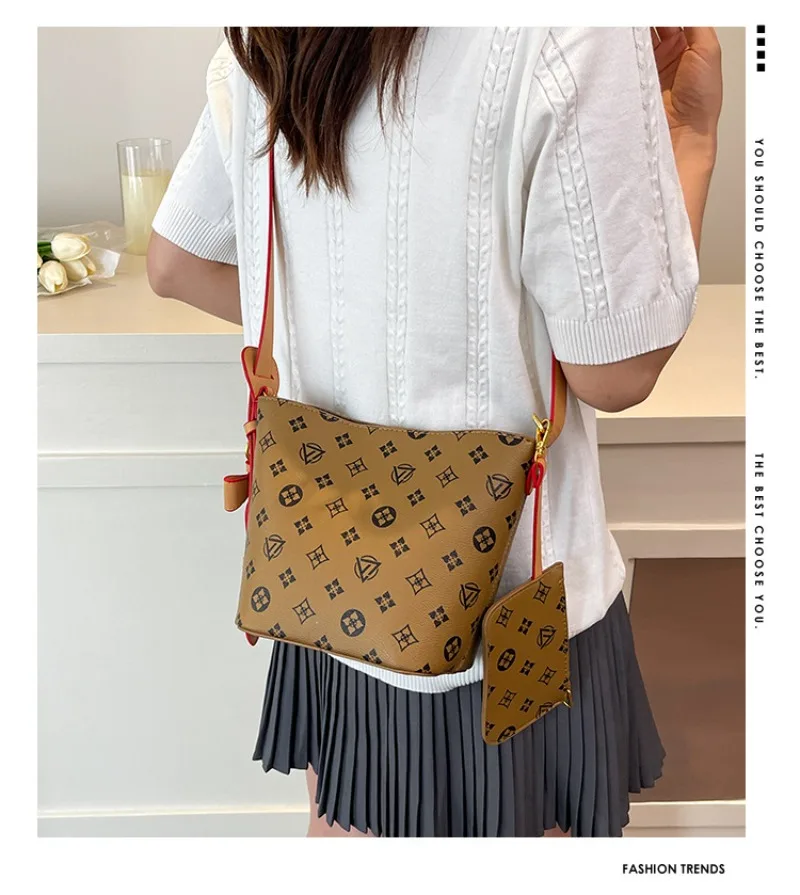 

2025 Лидер продаж, женская сумка-ведро с принтом для воды — набор сумки через плечо для мамы и ребенка, большая вместительная сумка через плечо для работы