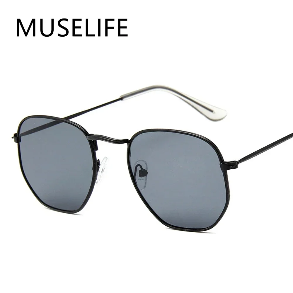 Men Sunglases Hexagon Sun Glasses NEW Women Metal Frame Fishing Glasses Gold tea Eyewear Lentes De Sol Hombre Okulary UV400