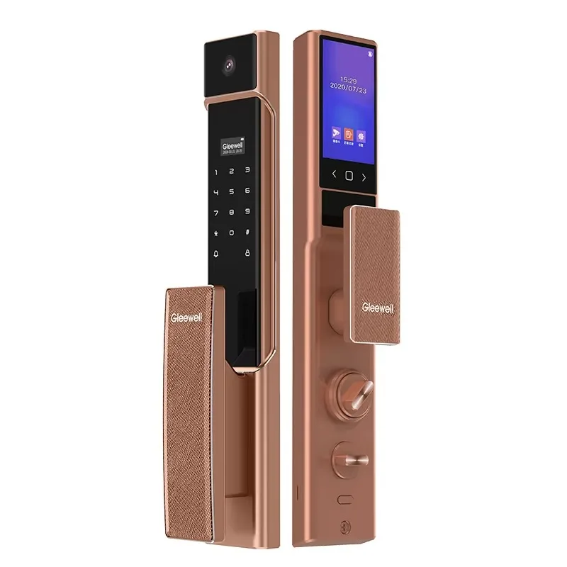 

I6H Роскошный кожаный умный дверной замок с защитой от коррозии и функцией распознавания отпечатков пальцев